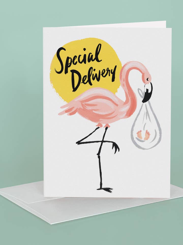 Cartão de Saudação Flamingo Cegonha por atacado de Idlewild Co.