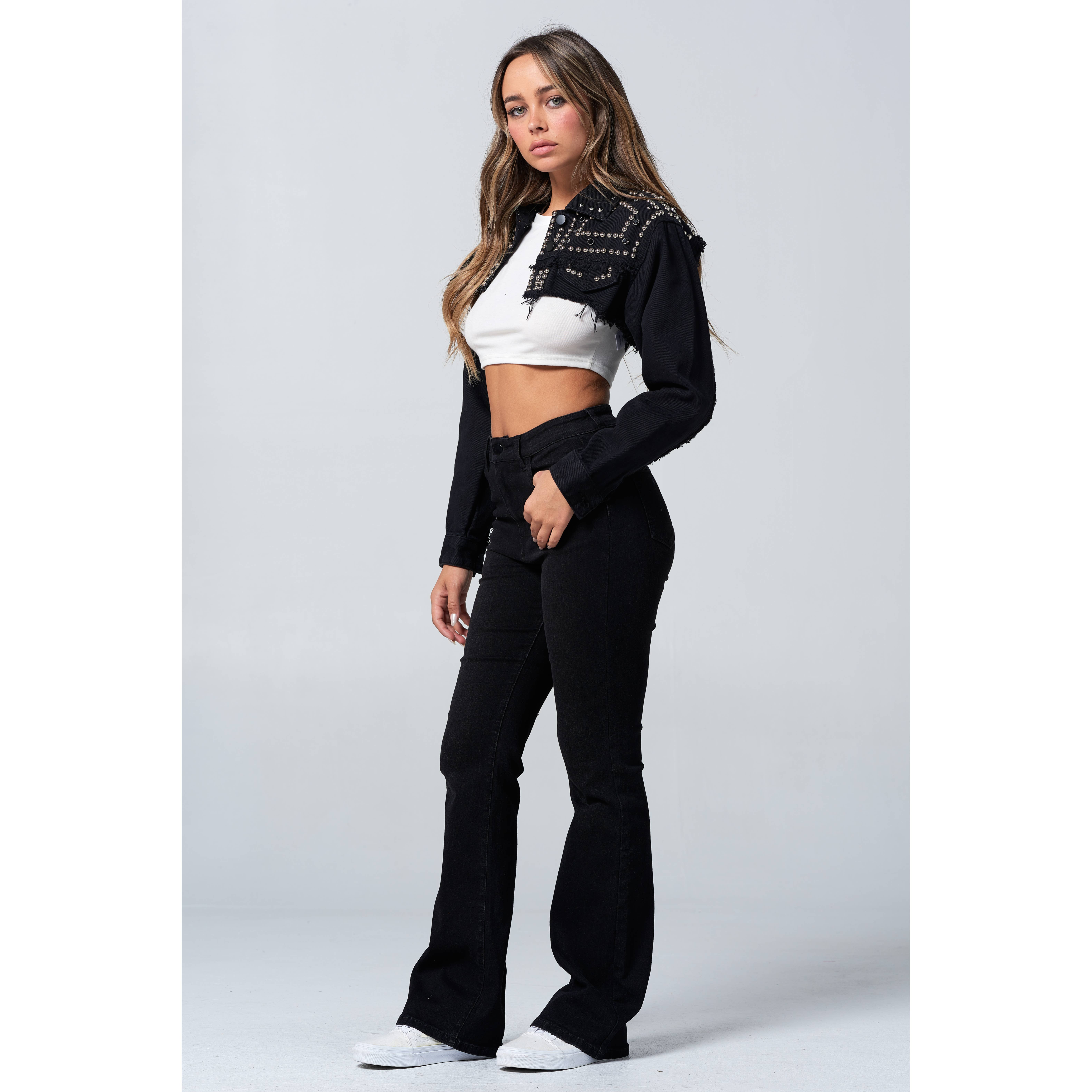 Blue Turtle - Wholesale Spijkerjack/spijkerjas - Dames - Cropjack met rock-'n-roll-studs, medium2