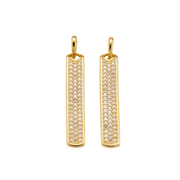 * Gold Micro Pave Bar Charm for wholesale by The Charm Bar Company