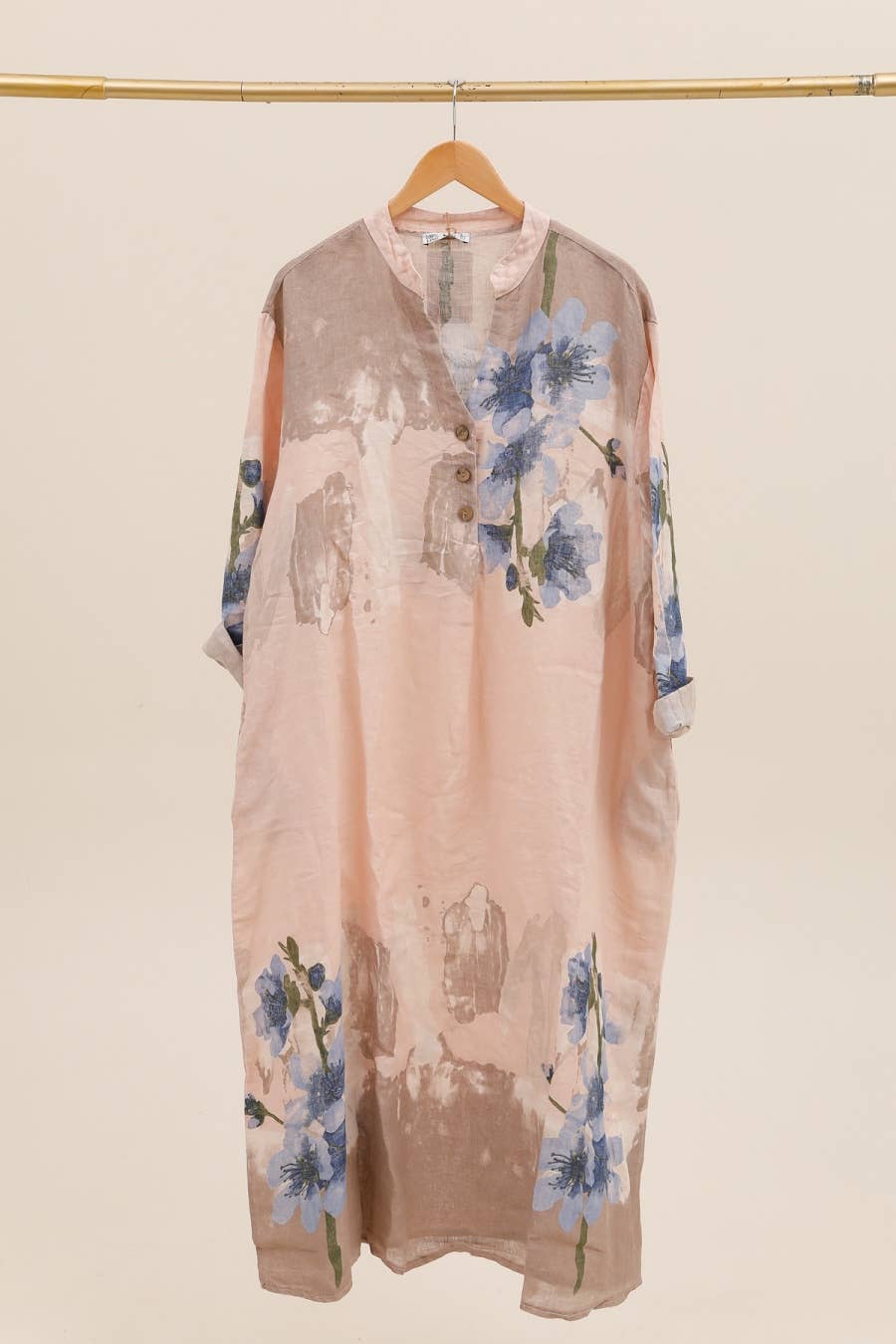 Lea & Luc - Grandes Tailles - Wholesale Dress - Women's - Floral print dress in 100% Linen REF. 7223013