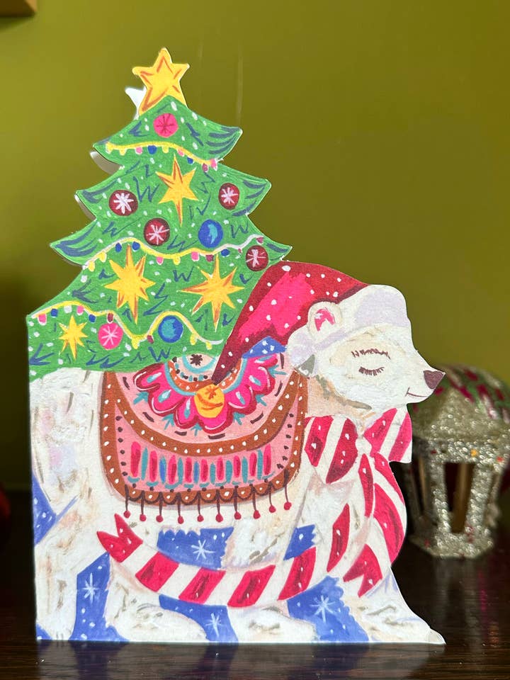 'Magical Polar Bear' Vintage Christmas Greetings Card for wholesale by Hutch Cassidy