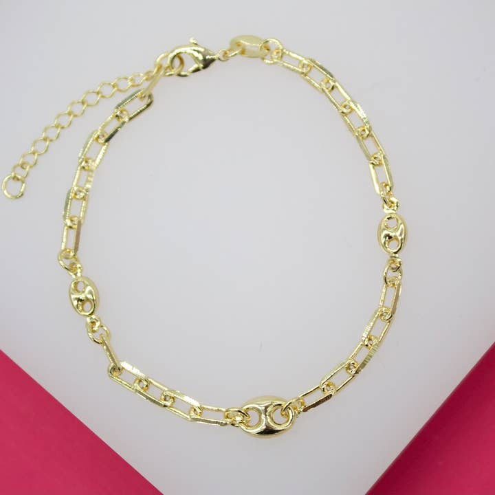 18K Guld Fyldt 3mm Papir Clip Armbånd for engroshandel hos MIA Jewelry