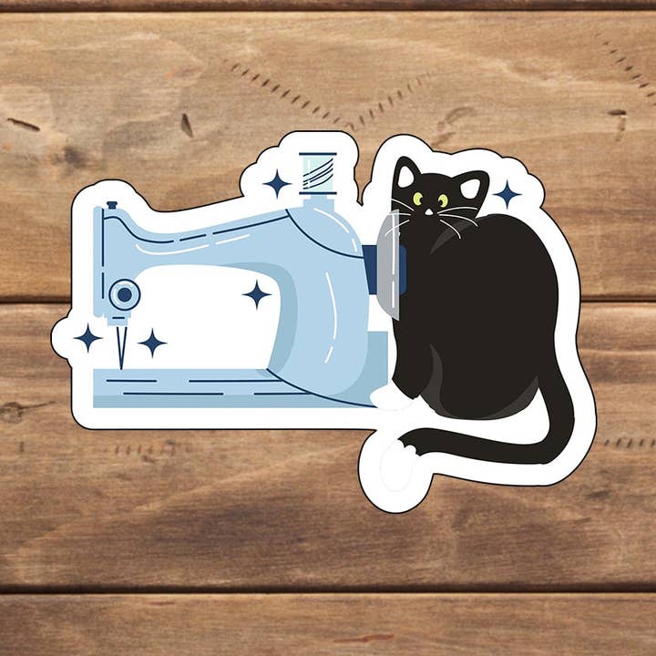 Cat & Sewing Machine Sticker 5 for wholesale by C3DAR Design