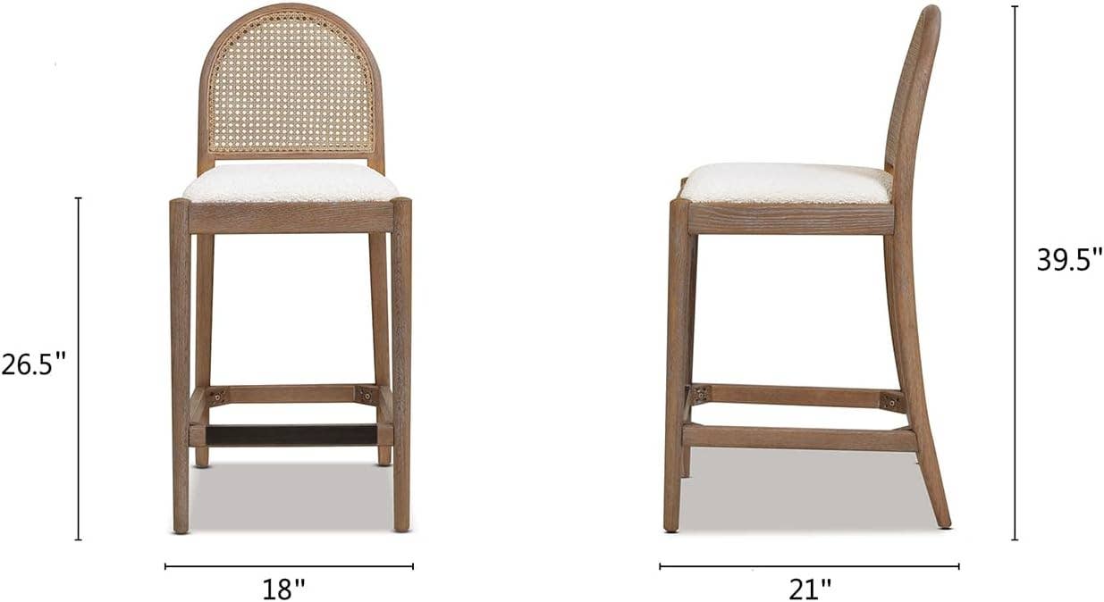 Jennifer Taylor Home - Wholesale Stool - Panama 26.5" Curved Back Cane Rattan Counter Stool Set of 22