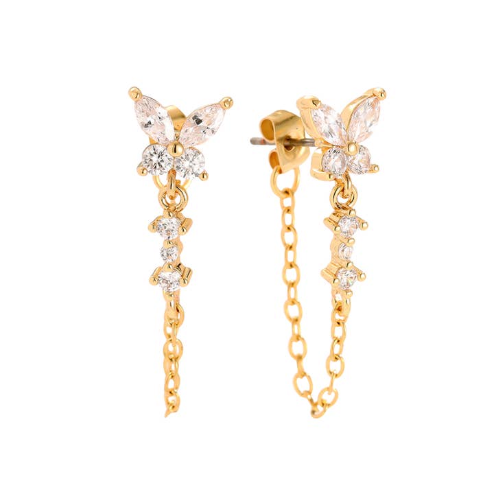 Boucles d'oreilles chaîne papillon blanc pour la vente par Rosies