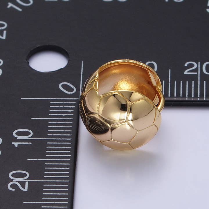 Aim Eternal - Wholesale Huggie Earrings - Gold Round Soccer Sports Ball Minimalist Dainty Huggie Earrings | AB3742