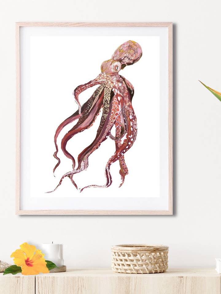 He'e on White Matted Print for wholesale by Paradise Now Hawaiʻi