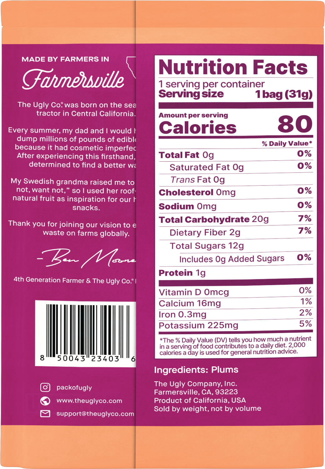 The Ugly Company - Vente Fruits secs/déshydratés - 31g Prunes Séchées & Demi-Lune1