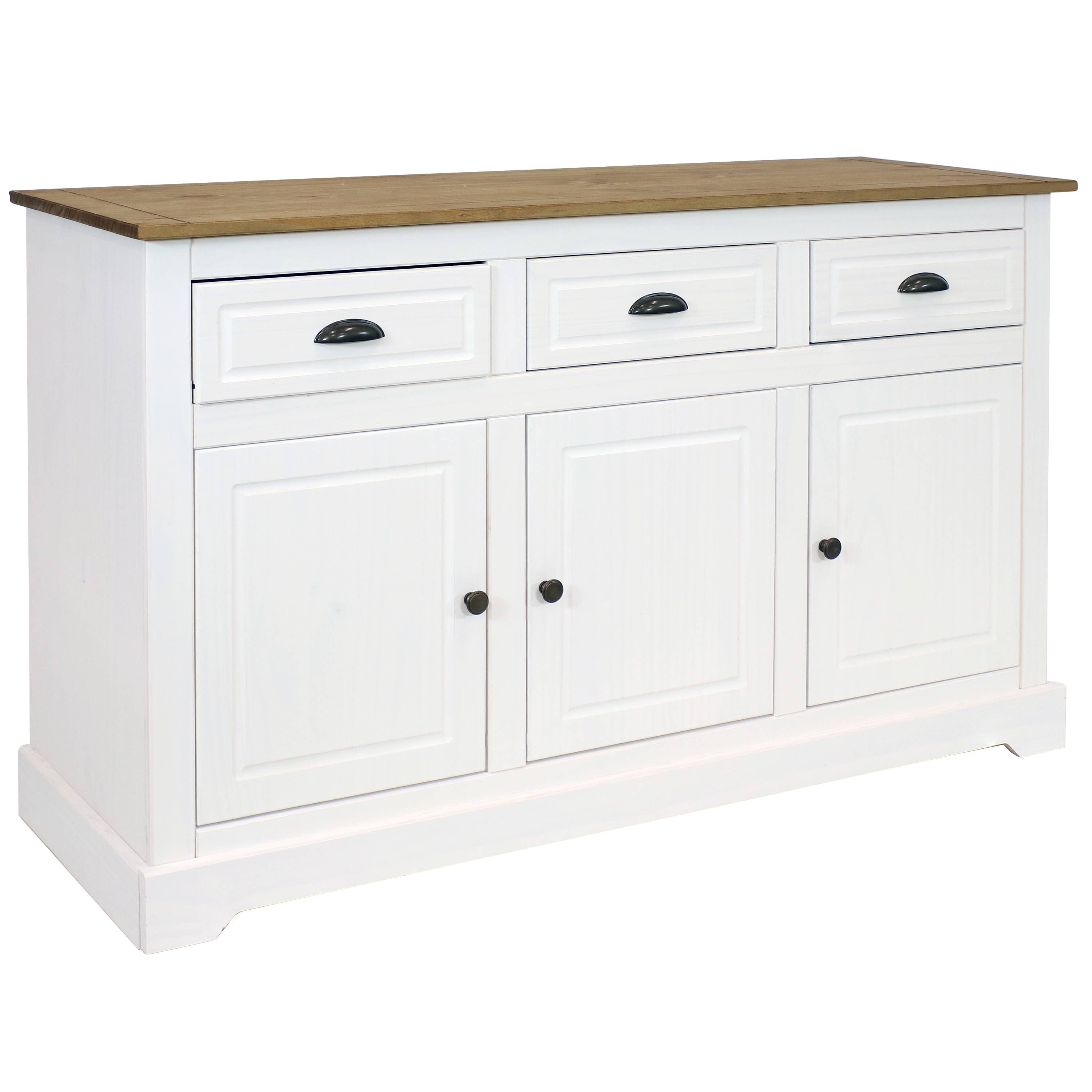 Sunnydaze Decor - Wholesale Sideboard - Solid Pine Sideboard with 3 Drawers and 3 Doors - White1