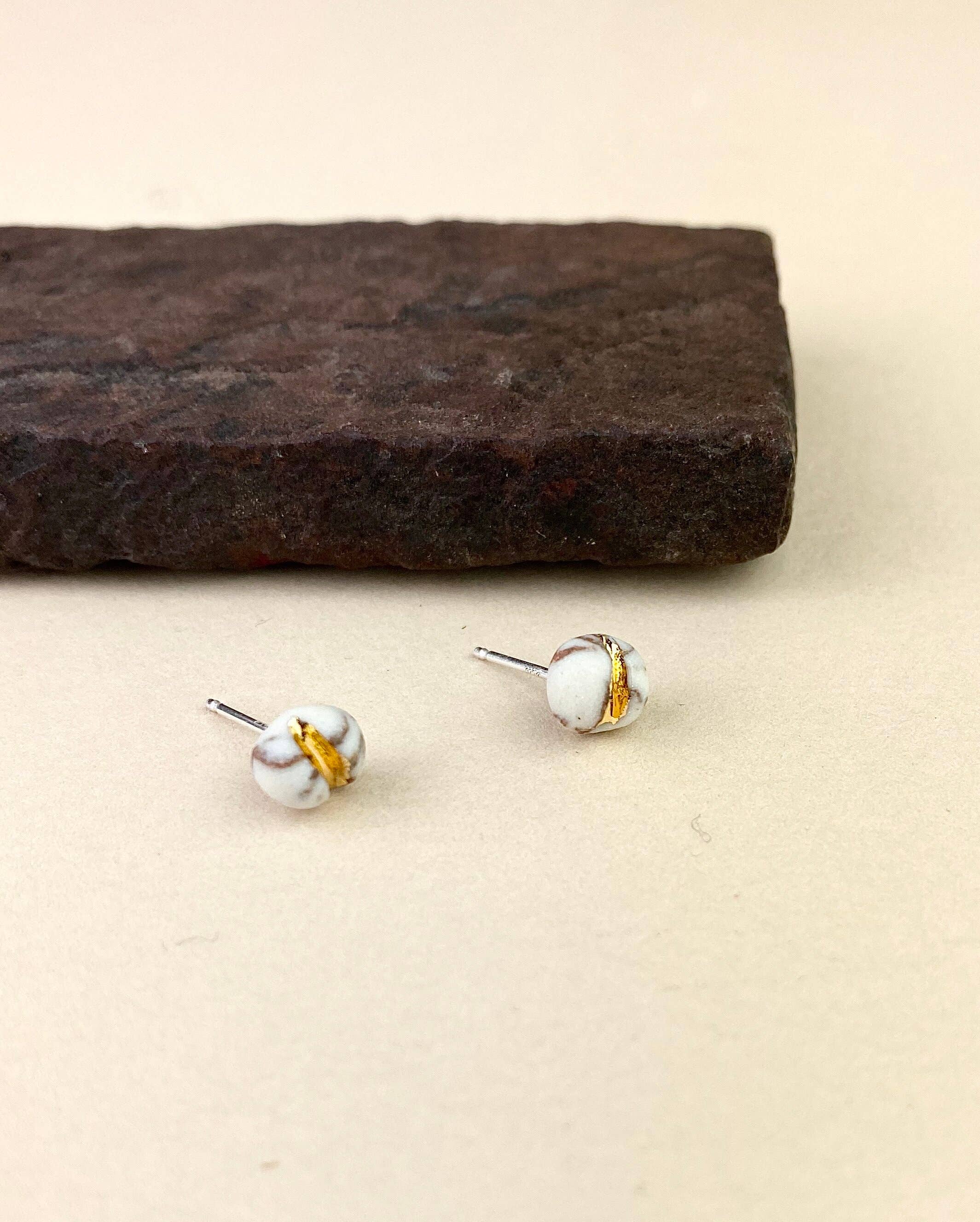 Barrow PDX – wholesale Stud/post earrings – Macaron Studs - Colorful Pigmented Porcelain with Gold8