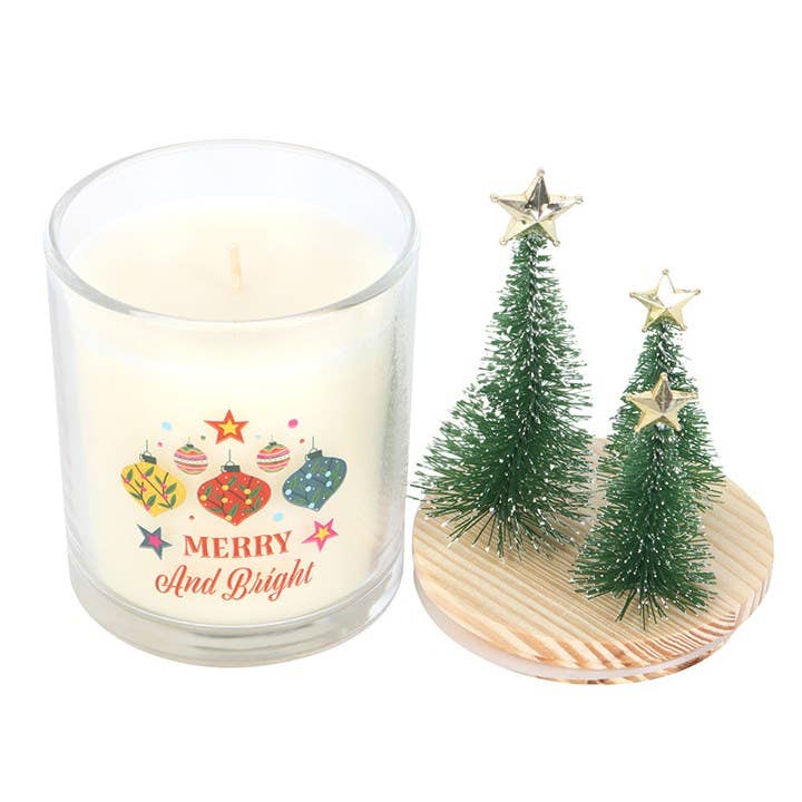 Something Different Wholesale - Wholesale Jar/Filled Candle - Merry and Bright Cinnamon & Spice Christmas Candle with Tree2