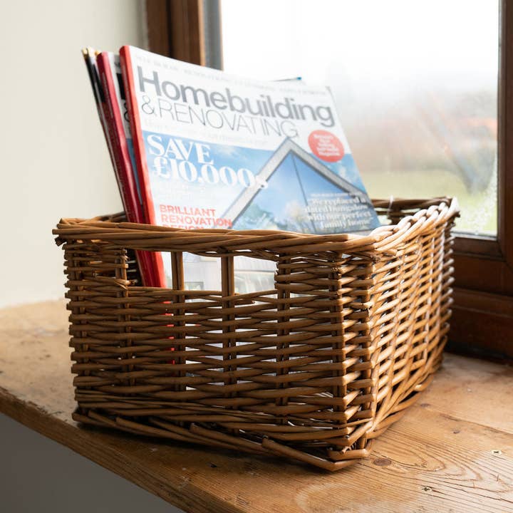 Distilled Rectangular Wicker Storage Basket Tray for wholesale by Arthur Cameron