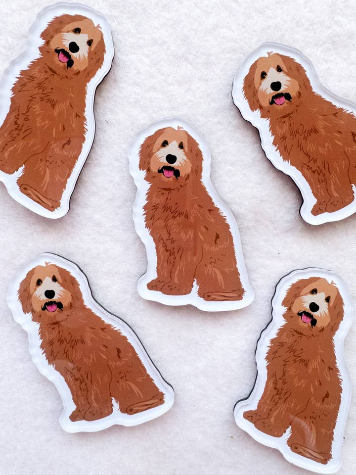 Goldendoodle (red), Labradoodle (red) Magnet for wholesale by Our Cheery Corner