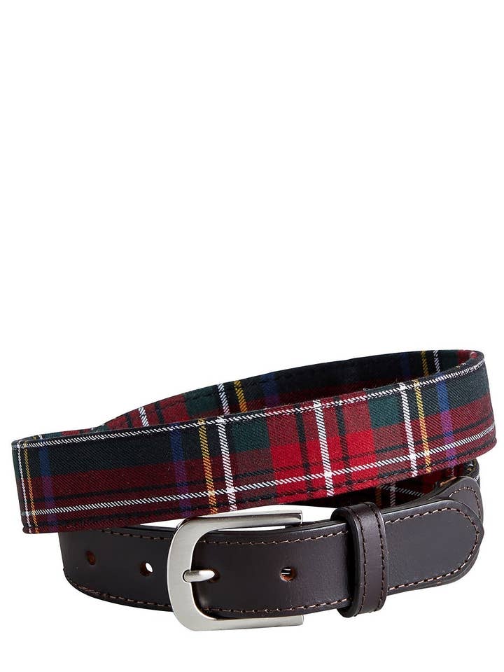 Bowsprit Gürtel Schwarz Stewart Tartan für den Großhandel von Castaway Clothing Nantucket Island