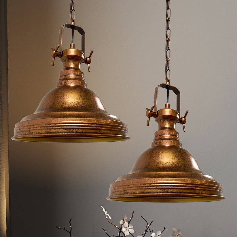 REMOVED BRAND – wholesale Chandelier/hanging light – Ulmete Industrial Set x2 Pendant Light, Metal, E26, 11.8"1