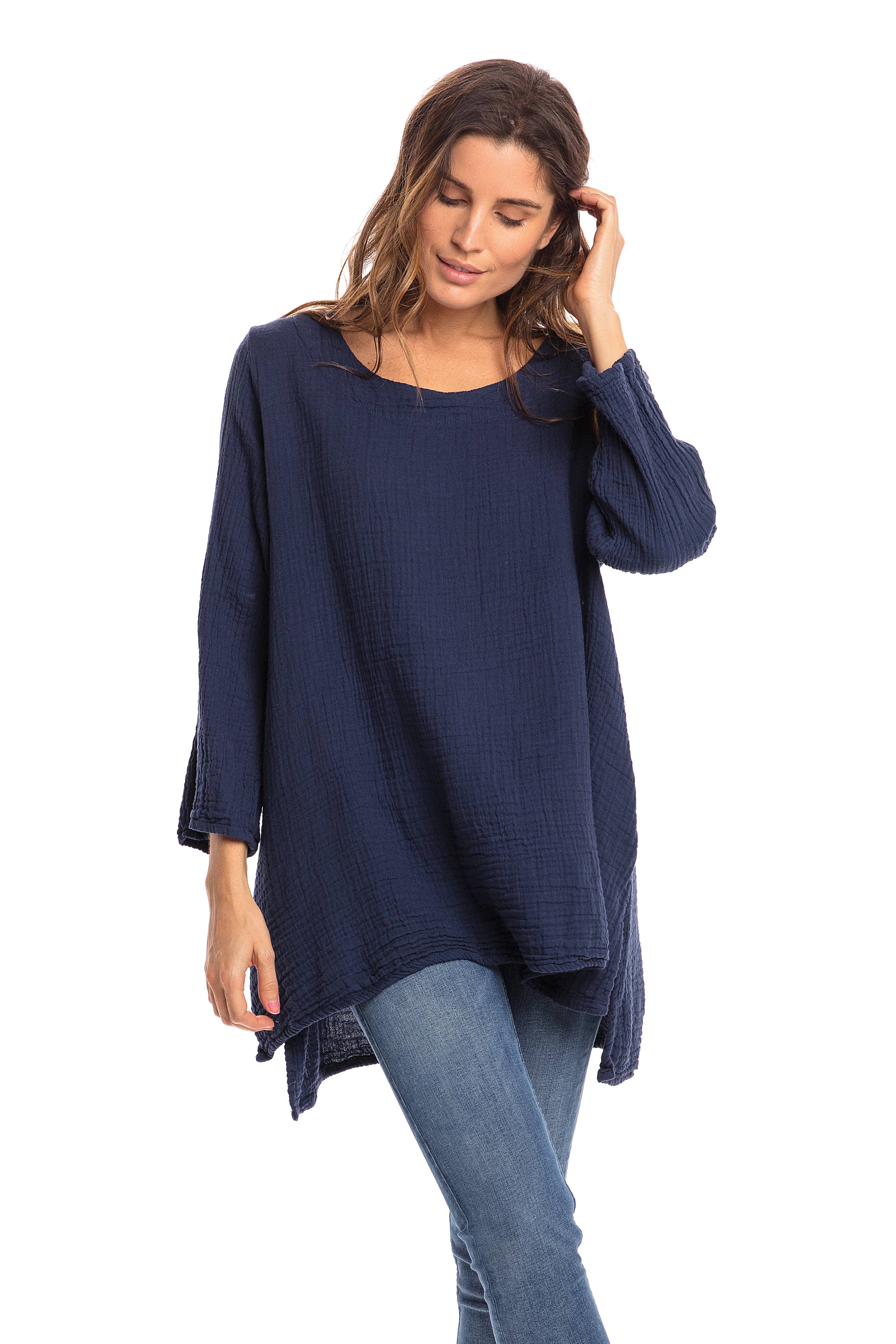 Nusantara Inc. - Wholesale Blouse - Women's - Thai Cotton Long Sleeve Tunic-03477 (S/M, L/X, XXL)19