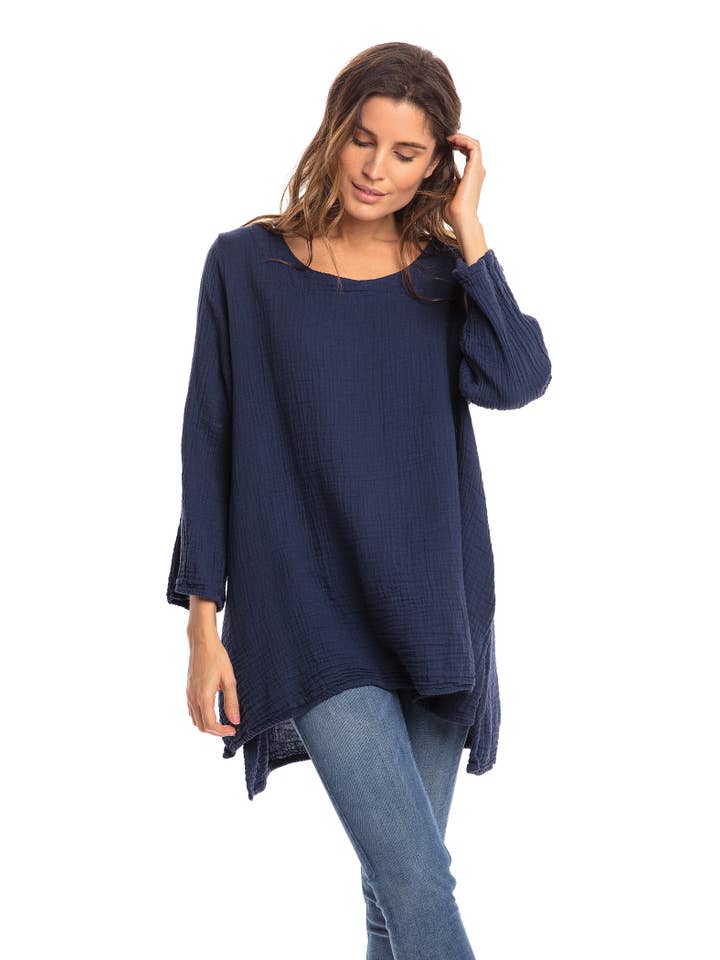 Nusantara Inc. - Wholesale Blouse - Women's - Thai Cotton Long Sleeve Tunic-03477 (S/M, L/X, XXL)19