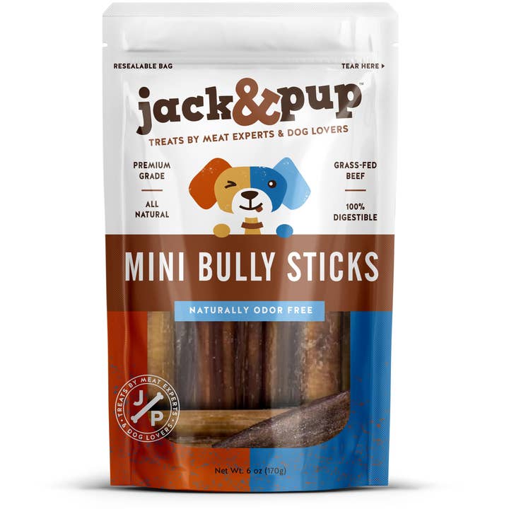 J&C PET SUPPLY LLC - Wholesale Pet Treats - Dog - Mini Bully Sticks 6oz Jack&pup Dog Treats0