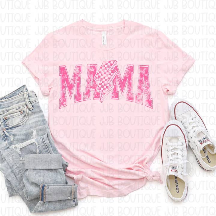 Mama Checkered Bolt Tee for wholesale by Rockin’ 5A Apparel