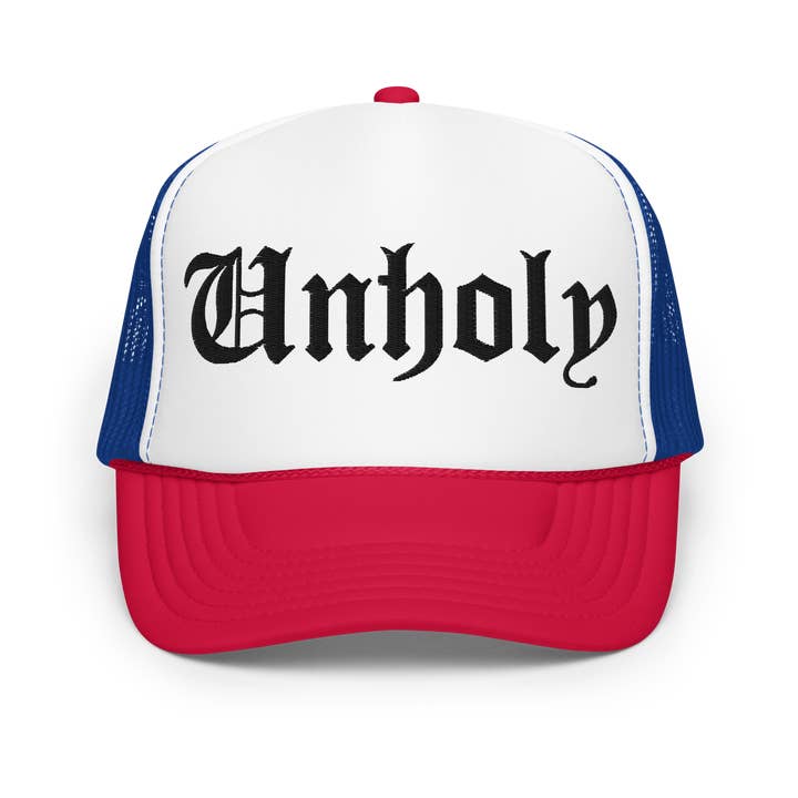 Goth Cloth Co. - Wholesale Trucker hat – Unisex - Unholy Embroidered Foam Trucker Hat2