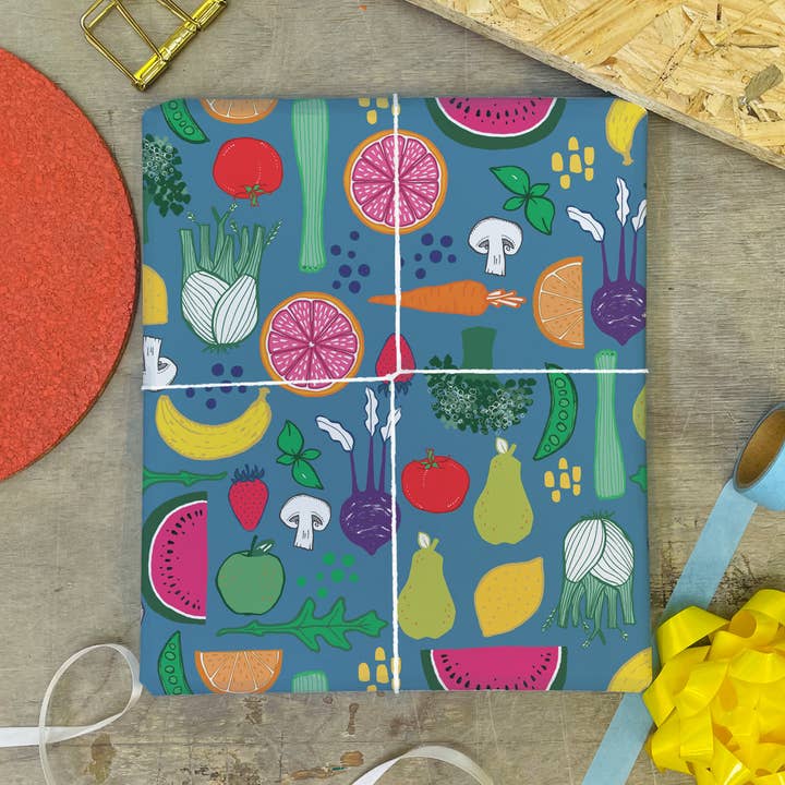 Fruit and Vegetable Recyclable Wrapping Paper for wholesale by martha and hepsie ltd