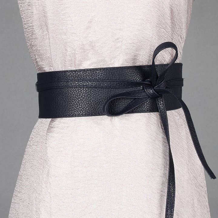 Lily Clothing - Wholesale Belt - Women's - WIDE RIBBON BOW TWO CIRCLE BELT WAIST SEAL_CWABE03384