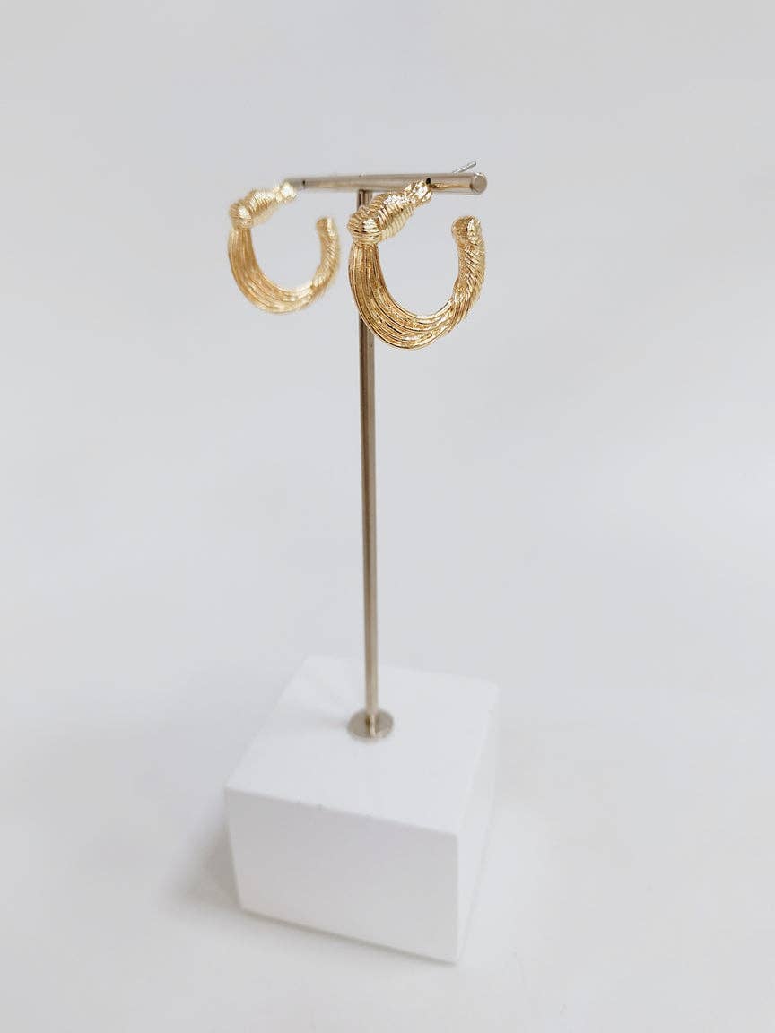 What's Hot - Wholesale Hoop Earrings - Gold Twisted 1.5" Hoop Earring0