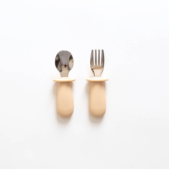 Lil North Co - Wholesale Flatware Set - Kids & Baby - Sand Silicone & Stainless Steel Toddler Cutlery Set