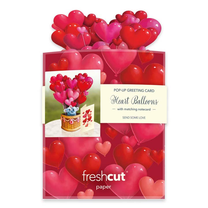 FreshCut Paper LLC - Wholesale Everyday Greeting Card - Mini Heart Balloons (10 Mini Pop-up Greeting Cards)4