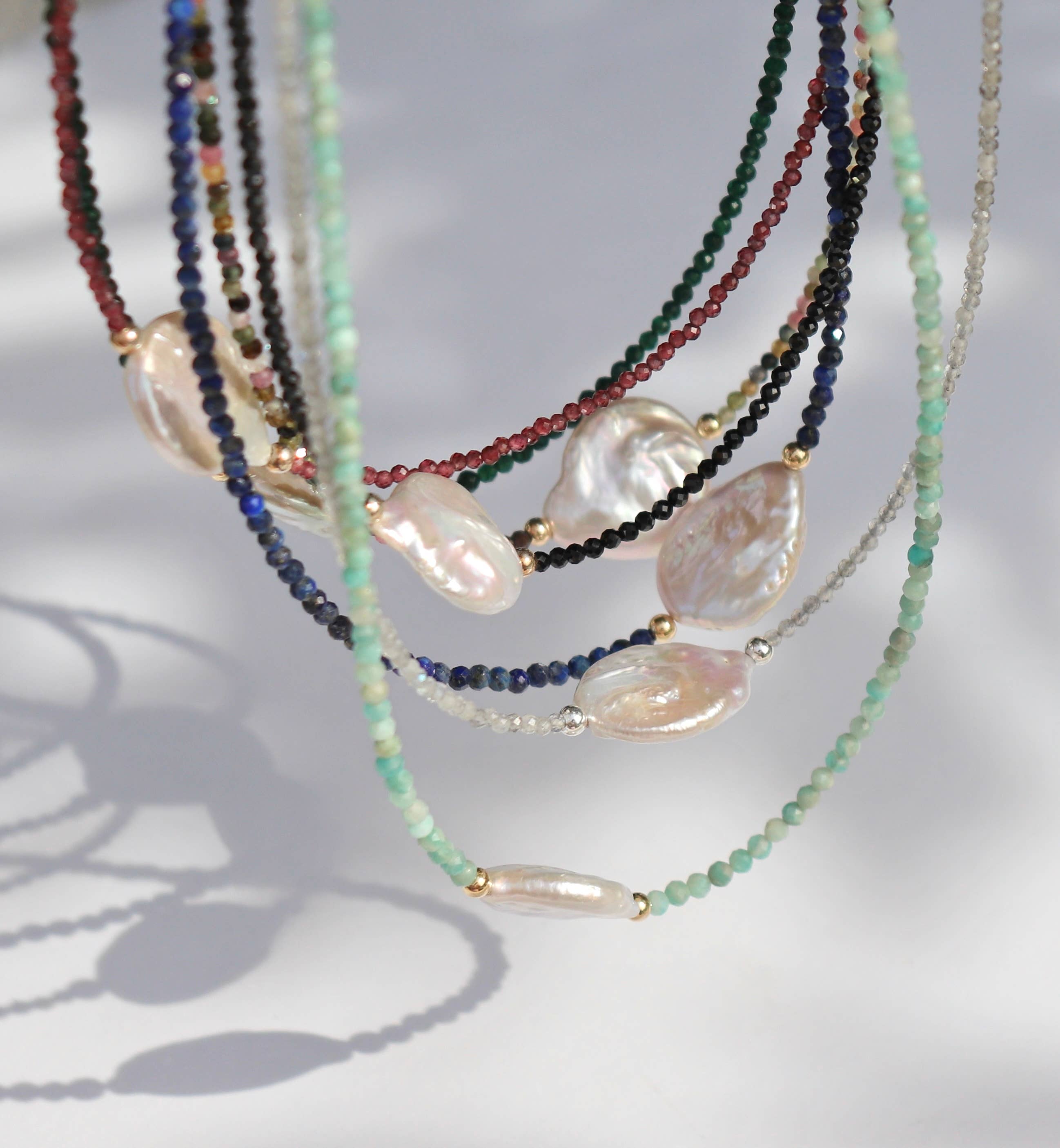 Kaylie Dawn Jewelry - Wholesale Beaded/Pearl Necklace - Mystic Coin Pearl Gemstone Beaded Necklace Handmade in USA3