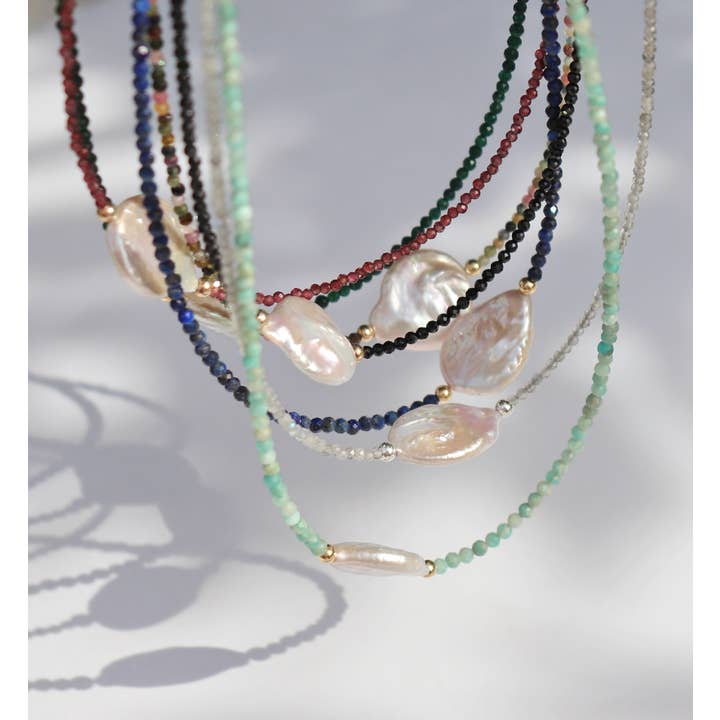 Kaylie Dawn Jewelry - Wholesale Beaded/Pearl Necklace - Mystic Coin Pearl Gemstone Beaded Necklace Handmade in USA3