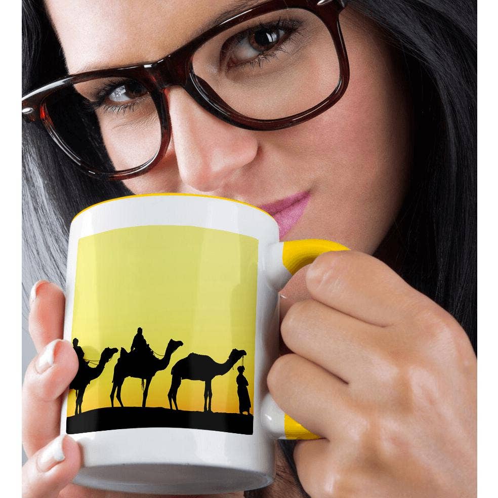 3dRose - Wholesale Coffee Mug - 3dRose, Camels and driver at sunset, Thar Desert, Jodhpur, -AS10 AJE0277 - Adam Jones, Mug1