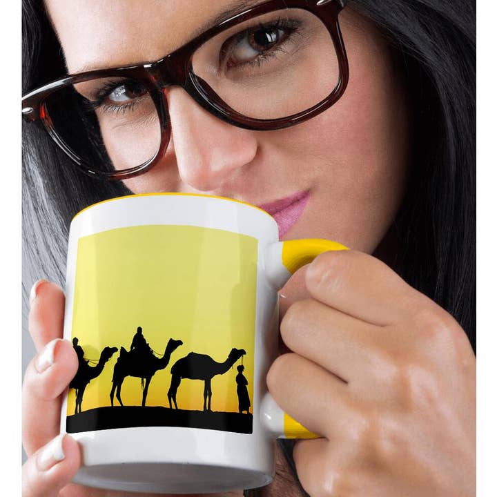 3dRose - Wholesale Coffee Mug - 3dRose, Camels and driver at sunset, Thar Desert, Jodhpur, -AS10 AJE0277 - Adam Jones, Mug1