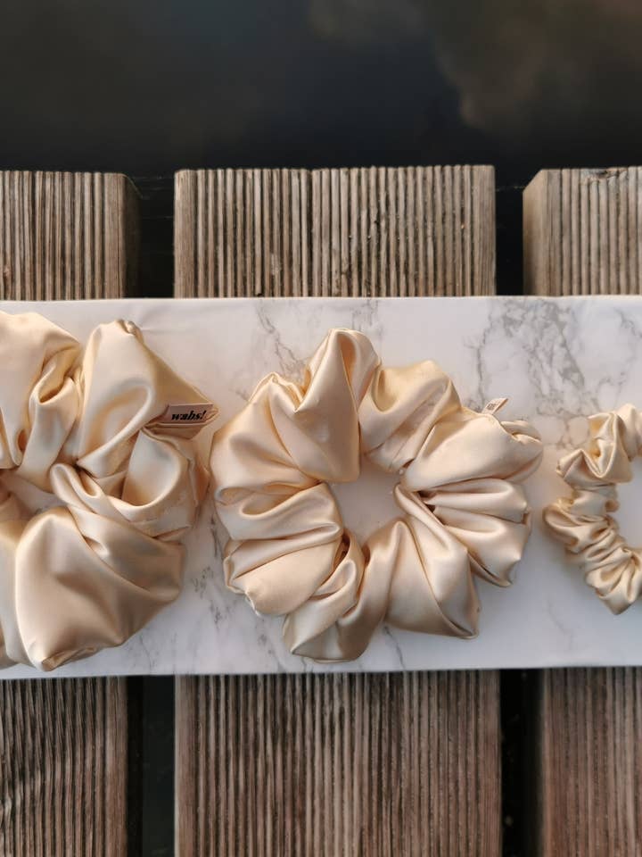 Champagne Cream Scrunchie for wholesale by What a bun!