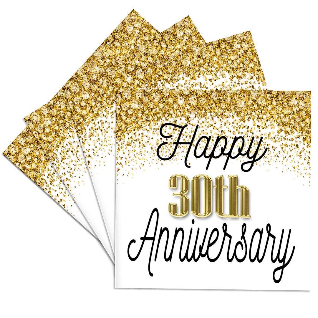 3dRose - Wholesale Coasters - 3dRose, Happy 30th Anniversary Image Of Gold Image Of Diamond Glitter, Coaster0