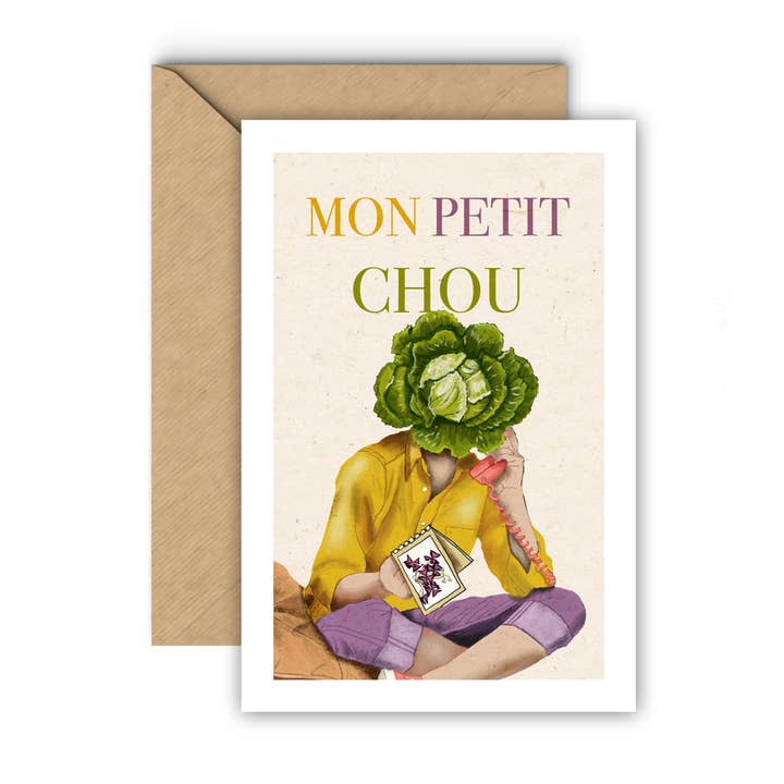 "Mon petit chou" card for wholesale by Memere Fougere