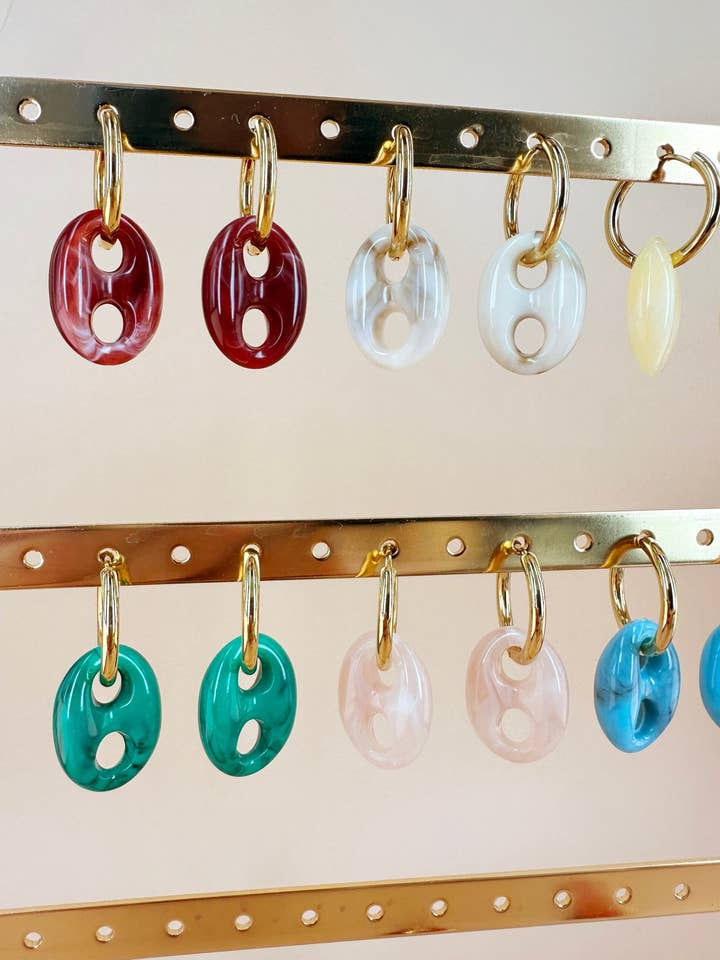 6 pcs Brincos de argola com elos por atacado de D Bijoux