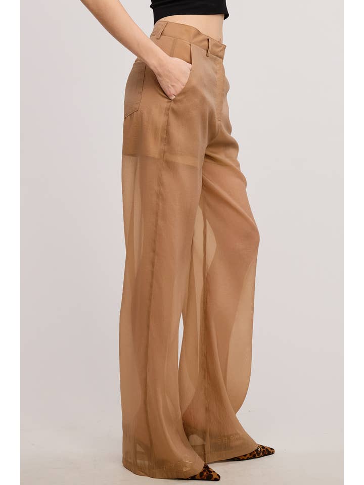 Mimosa - Wholesale Pants - Women's - Straight Leg Sheer Organza Pants with Lined Shorts12