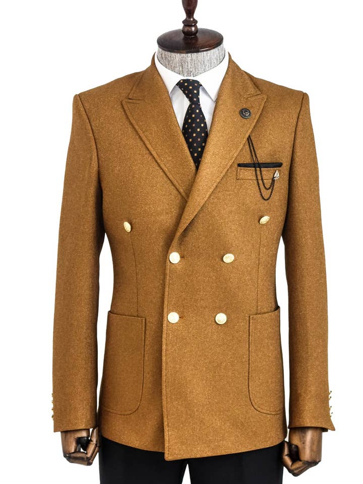 Bronceado Chazer Tawny Tawny con doble botonadura para hombre - Wessi de venta al por mayor en Faire0