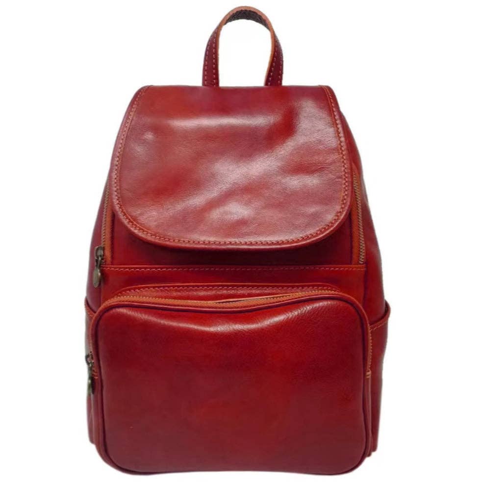 MODARNO – Großhandel Rucksack – Unisex – MODARNO Damen Lederrucksack – handgefertigt in Italien mit verstellbaren Schulterriemen und Tabletfach – weicher, kompakter Echtleder-Rucksack2