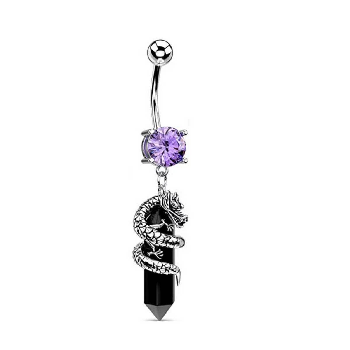 ACCITY - Wholesale Belly Ring - 3D Dragon Claw Natural Stone Belly Button Ring_CWMM94730