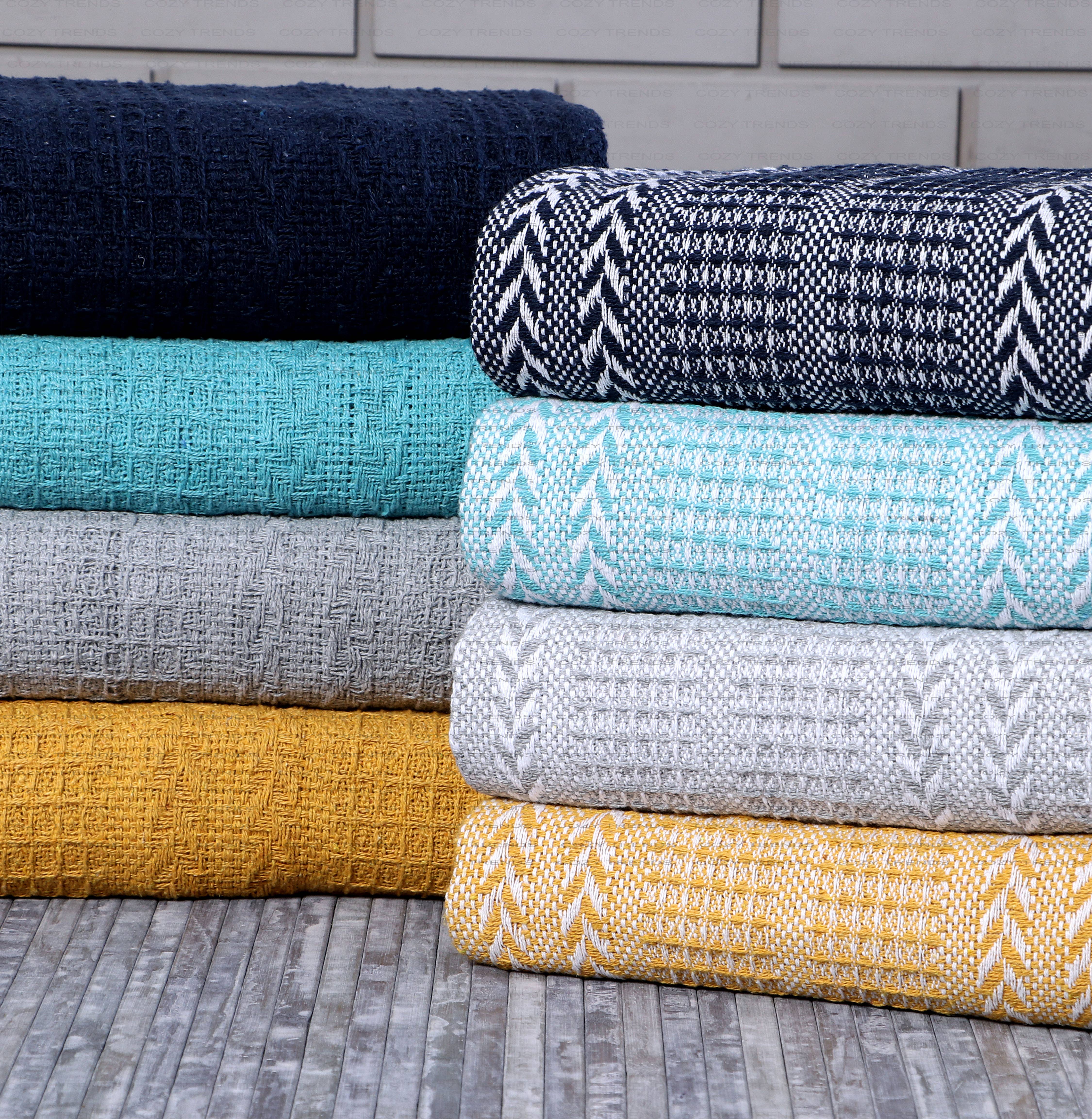 COZY HOMES COLLECTION - Vendita all'ingrosso Plaid - Set di 2 coperte in cotone batik tessute 127 x 152 cm2