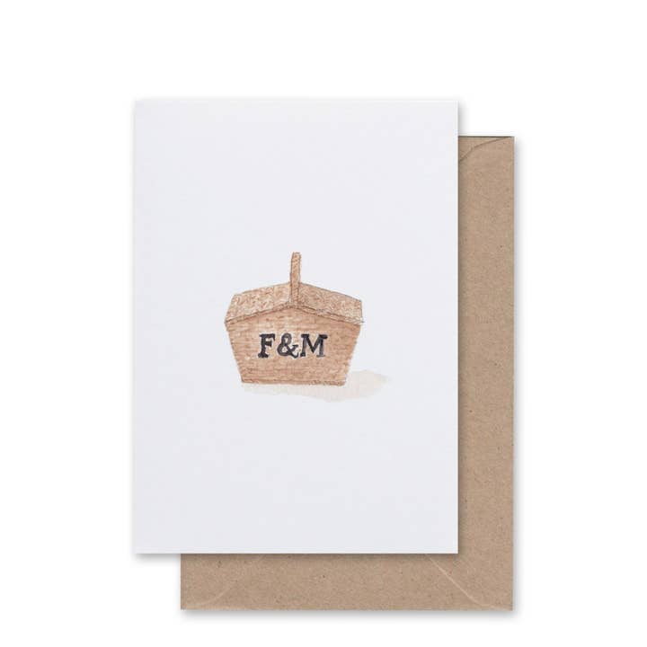 F&M Picnic Basket Watercolor Greeting Card — Blank Inside for wholesale by Daydream Paper Studio