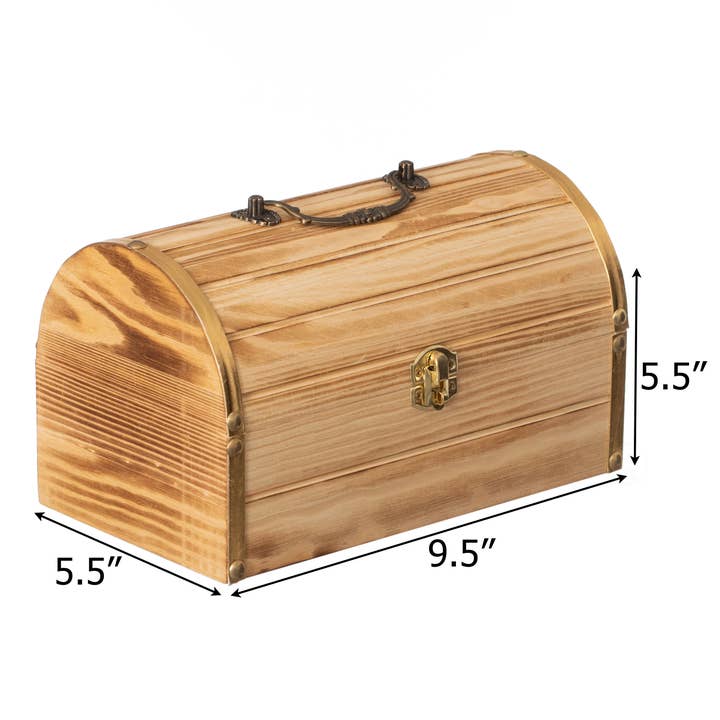 Quickway Imports - Wholesale Decorative box - Vintiquewise Unfinished Wooden Treasure Chest Arched Lid3