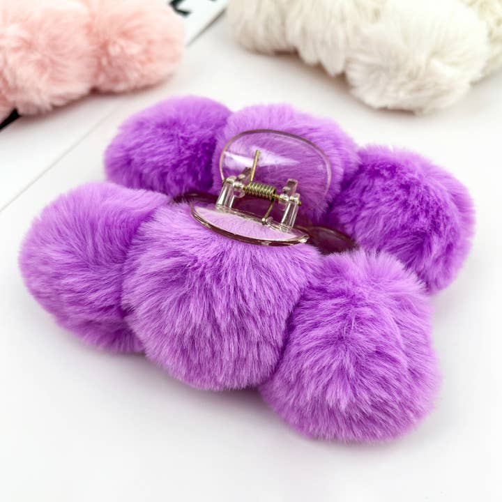mildstyles - Wholesale Hair Clip - Women's - ❄️ Faux Rex Rabbit Fur Pom-Pom Claw Clip – Cozy Fall/Winter2