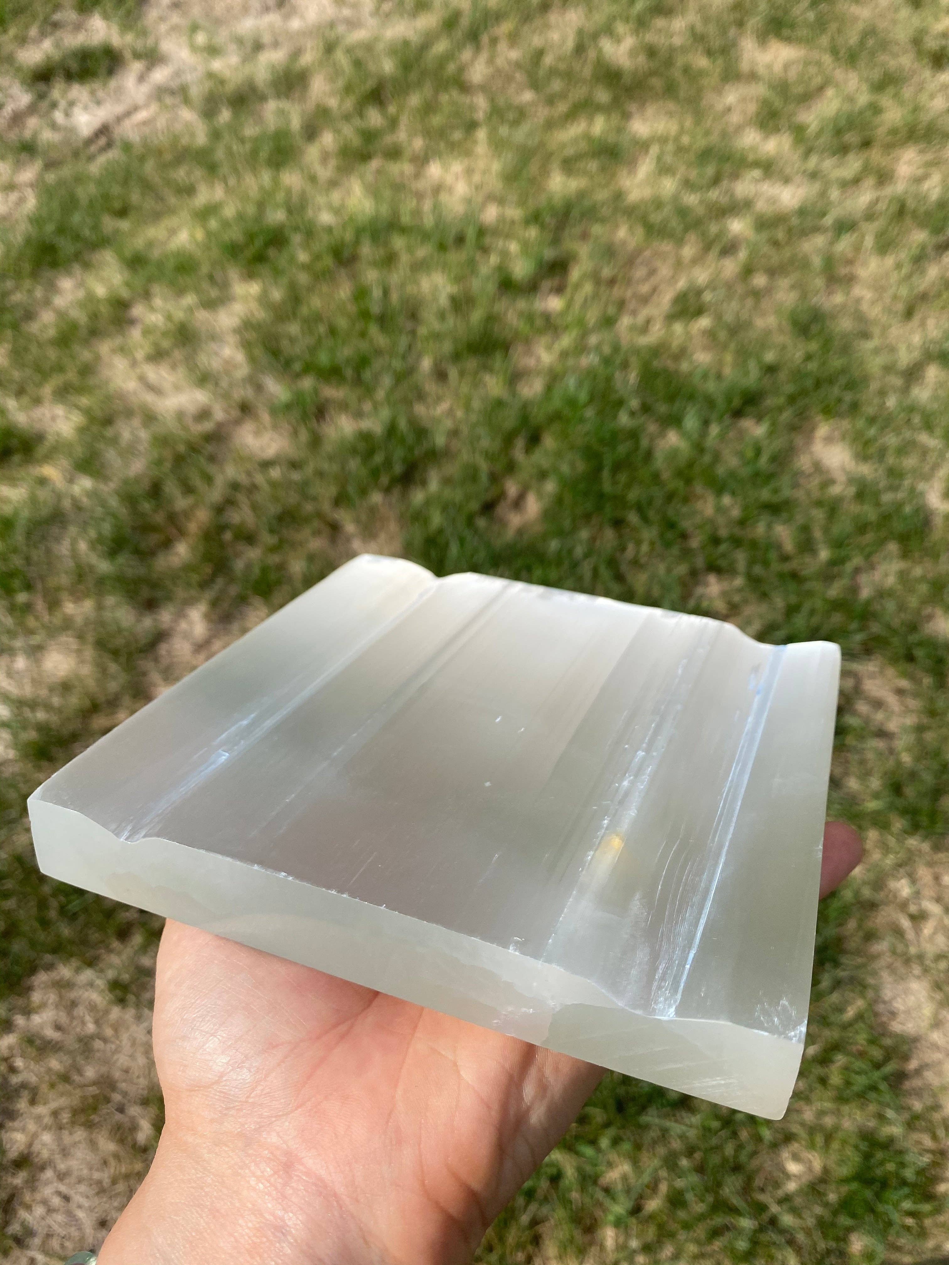 New Moon Beginnings - Wholesale Crystal Charging Plate - Square Selenite Charging Plate (~5.5") Crystal Charging Slab6