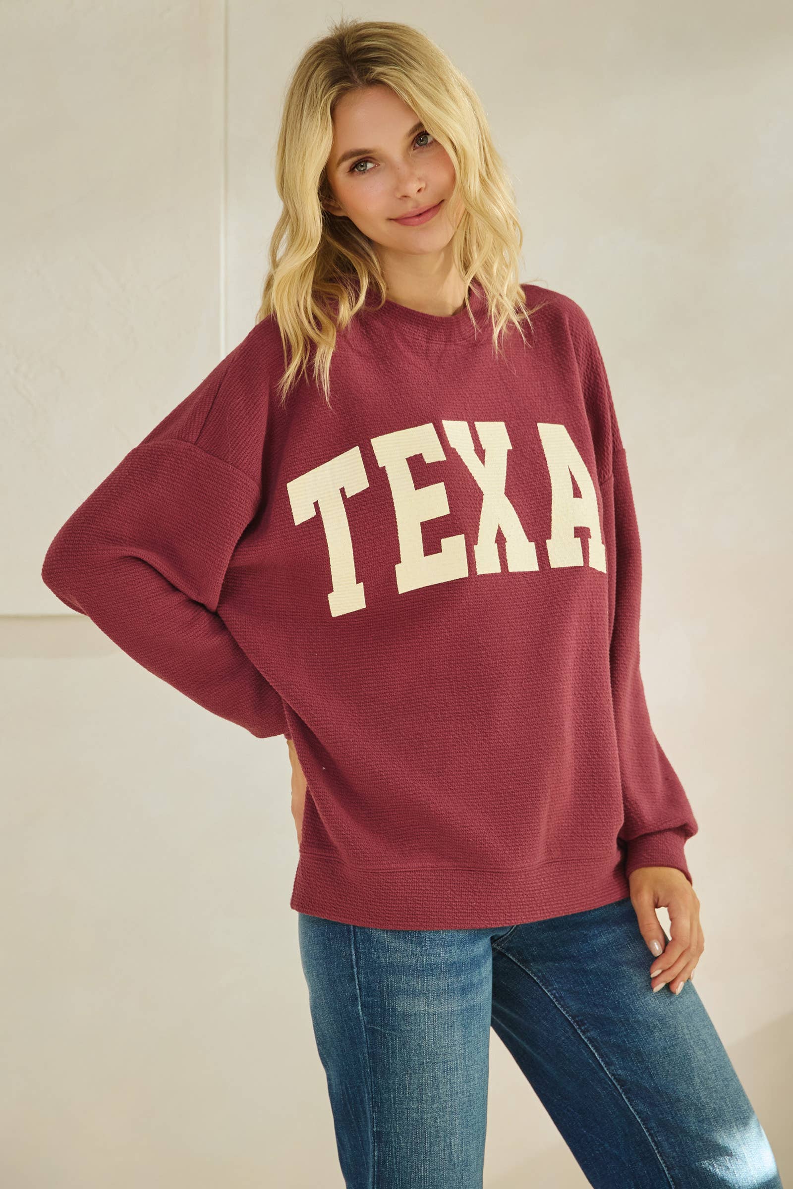 Tres Bien, Inc - Wholesale Knit Top - Women's - T-42092 "TEXAS" CLOUDY KNIT GRAPHIC LONG SLEEVE TOP14