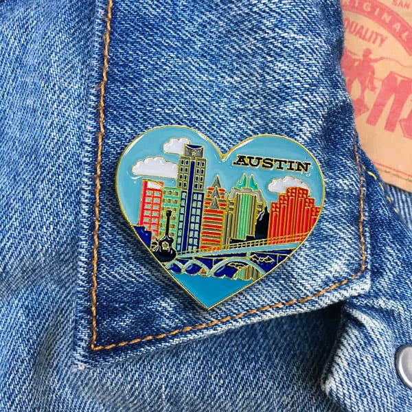 THE FOUND – Engroshandel Reversnål/knap – Austin Skyline Texas Hjerte Pin1