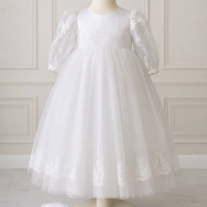 Christening, Baptism White Dress, Baby Girl Gown for wholesale by Bajabella