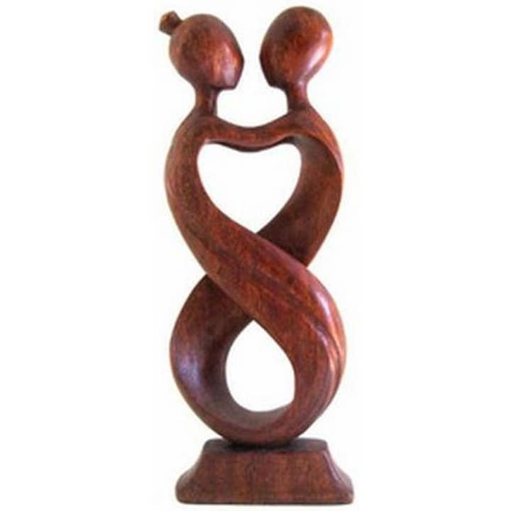 OMA - Eclectic Home - Wholesale Sculpture - Wooden Love Hug Romance Statue Abstract Modern Decor - 12"